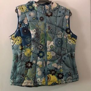Title 9 Brand floral goose down  vest w/ hood